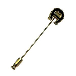 Vintage Etienne Aigner "A" logo stick pin goldtone & black enamel 2.5" long